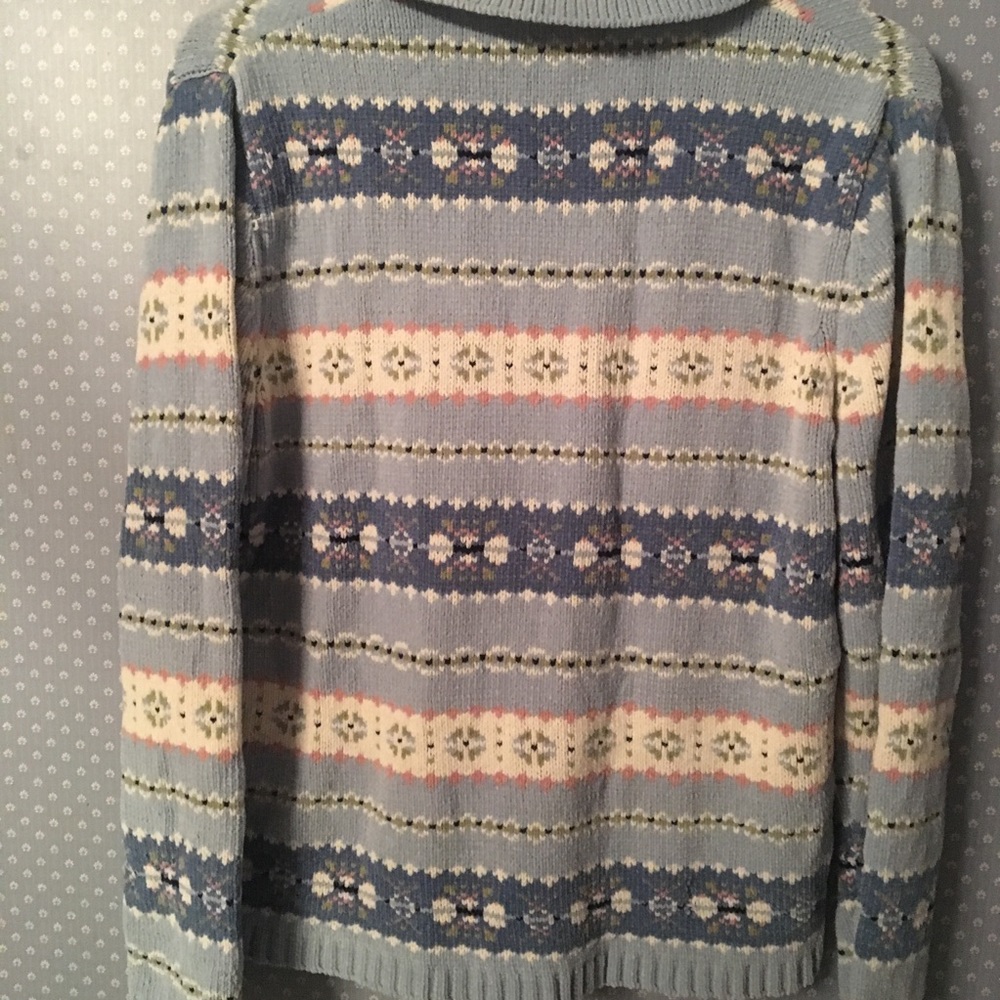 ✨ Fair Isle Knit Jacket Sweater Full Zip Hood Soft - Picture 4 of 8